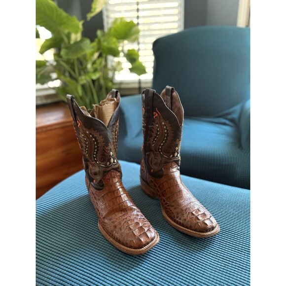 Real Hacienda Mens Size 28-10  Brown Leather Cowboy Western Boots Botas Vaqueros main image 11
